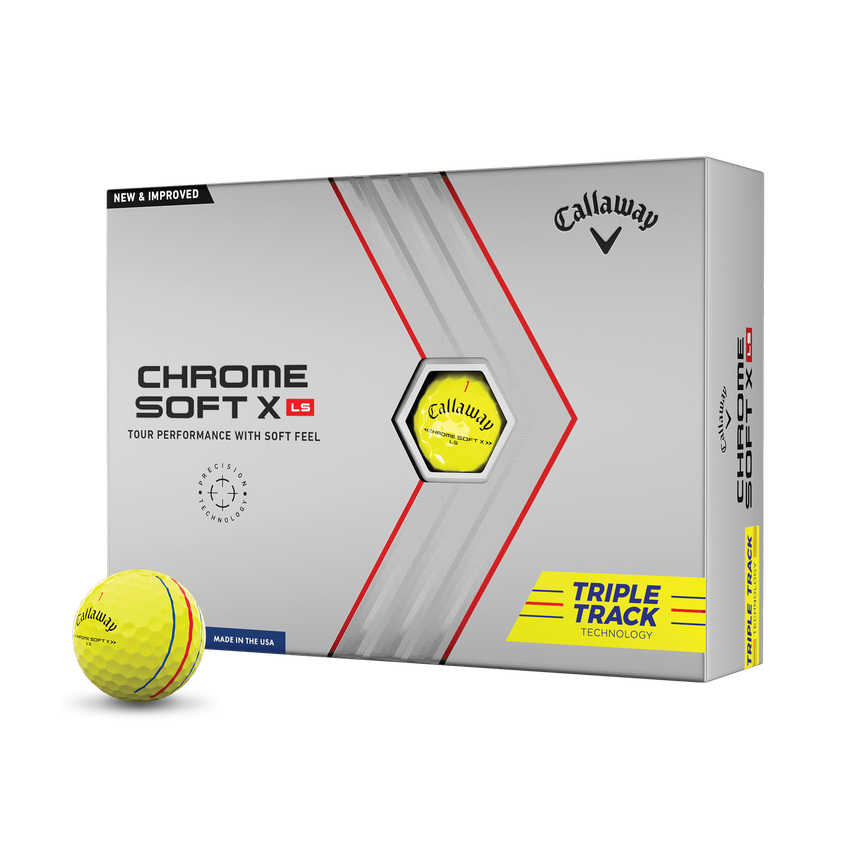 Chrome Soft X LS Triple Track Yellow Golf Balls - View 1