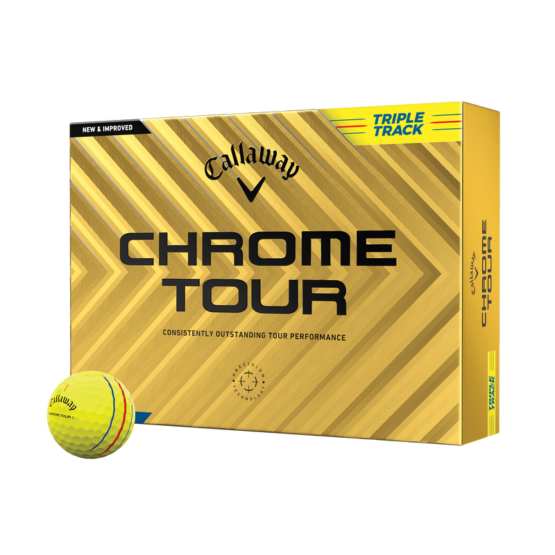 Chrome Tour Triple Track Yellow Golf Balls - View 1